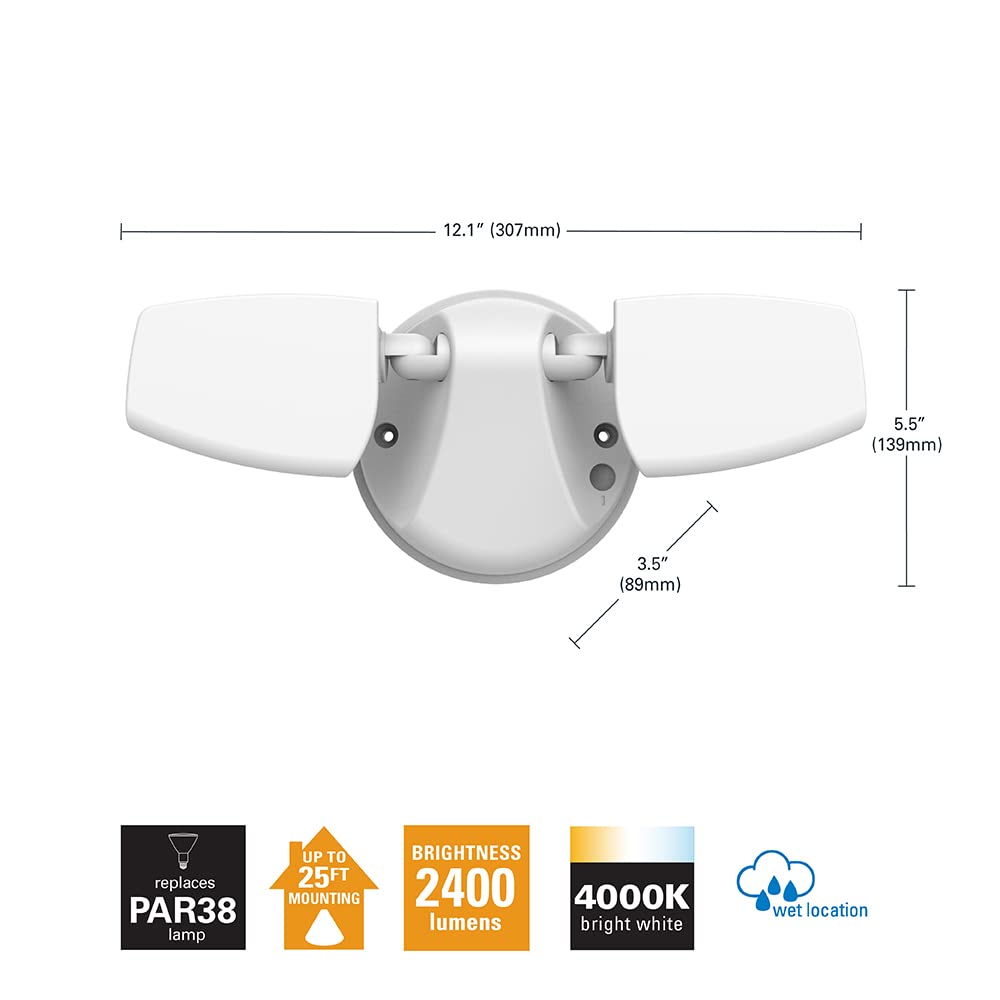 HALO Outdoor LED Flood & Security Light � Dusk to Dawn Photocell 2372 Lumens White