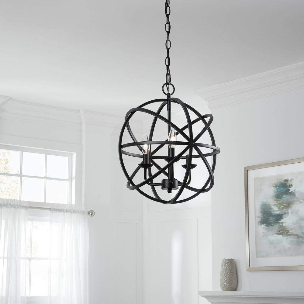 Home Deco Sarolta Sands 3-Light Black Orb Chandelier