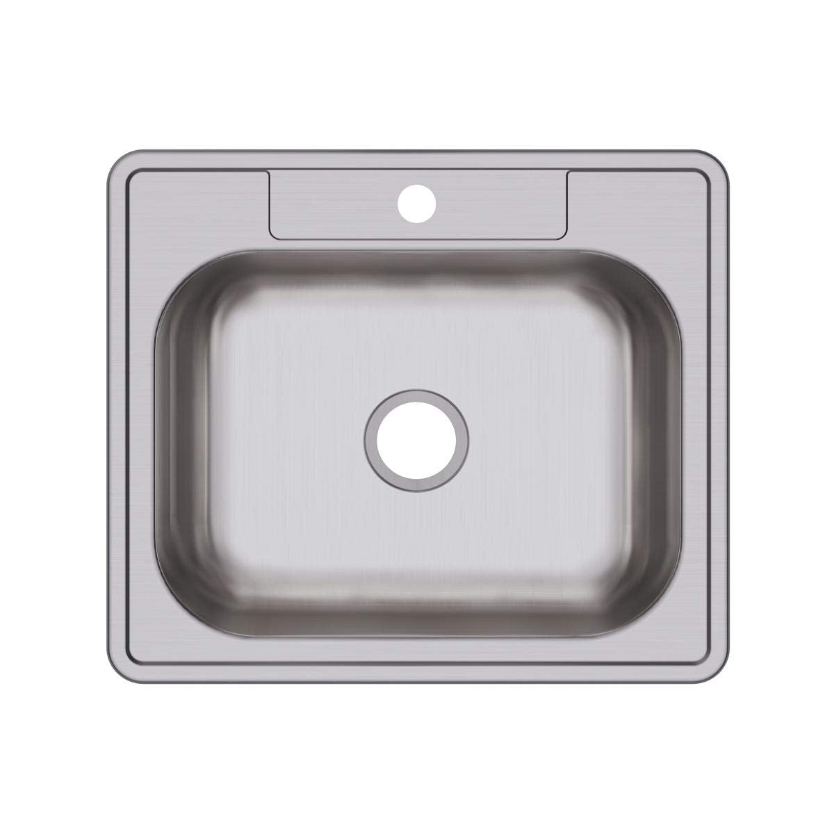 Dayton D125211 Single Bowl Top Mount Stainless Steel Sink, 25 x 21