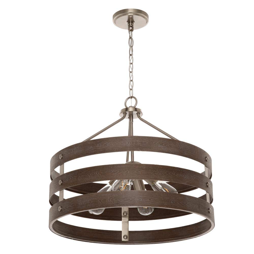 Progress Lighting Pendant Light 4-Light Brushed Nickel Drum 22 in. Gulliver