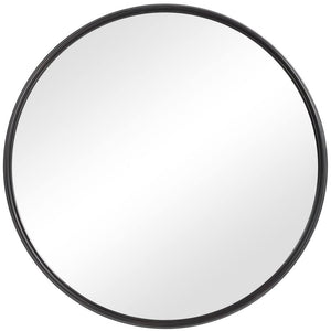Uttermost Belham Aged Satin Black 35" Round Wall Mirror