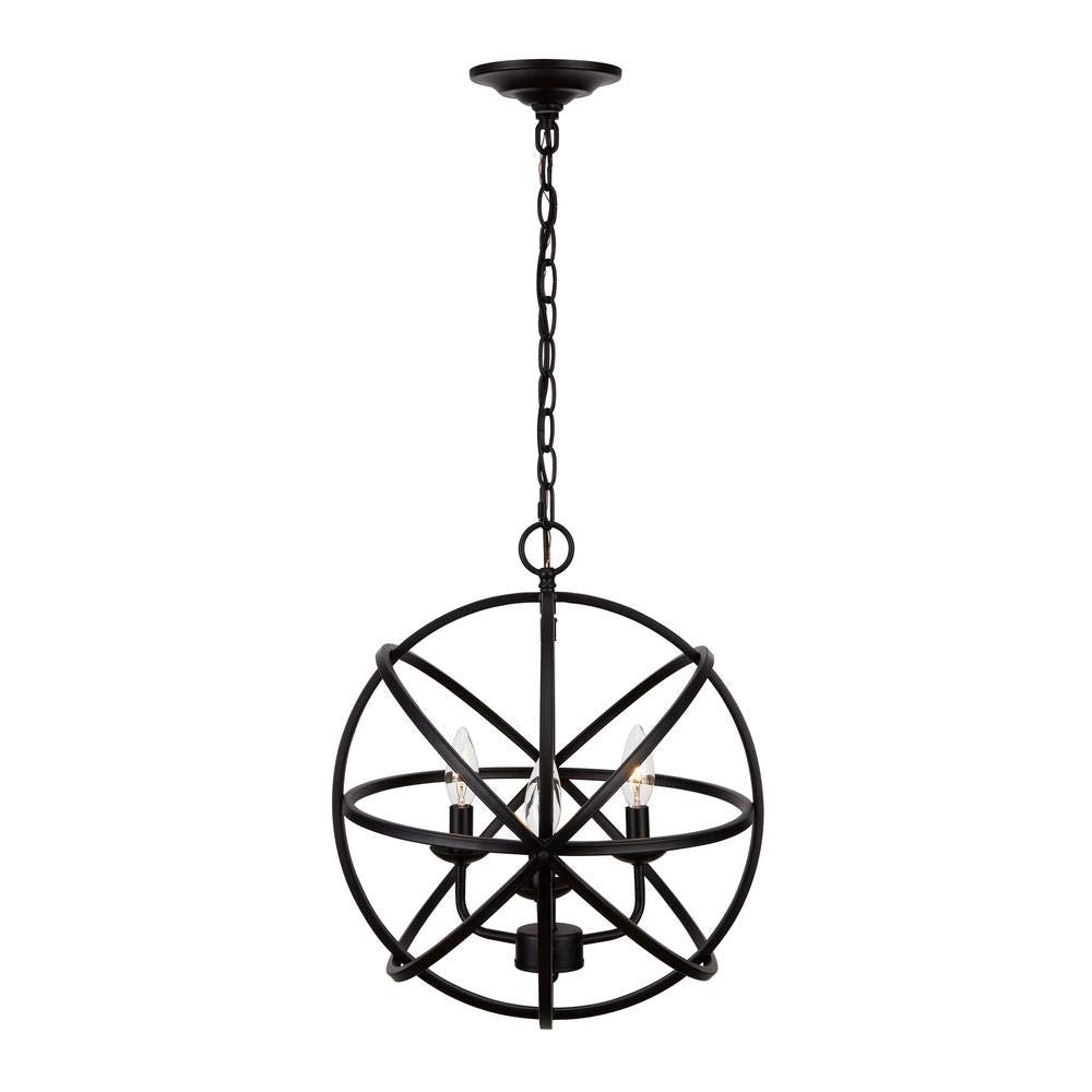 Home Deco Sarolta Sands 3-Light Black Orb Chandelier