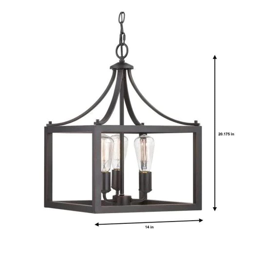 YBW Boswell Quarter Distressed Black Farmhouse Chandelier, 3-Light Pendant Chandelier/Fresh Three-Light Pendant/Vintage Bulbs to Enhance Features in Kitchen