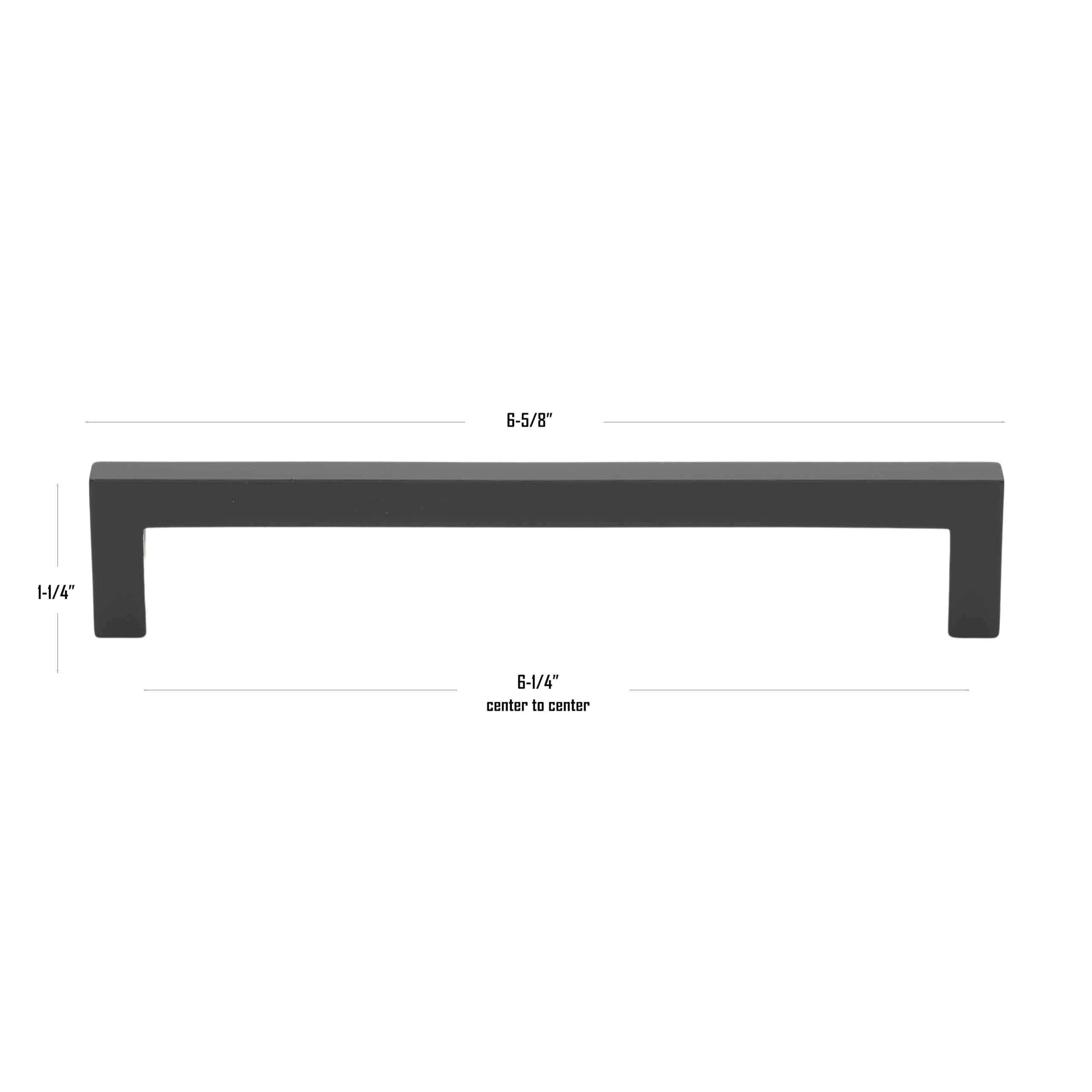 GlideRite Hardware 6.25 Inch 160mm Center to Center Solid Square Cabinet Bar Pull Handle, Matte Black, 21683-160