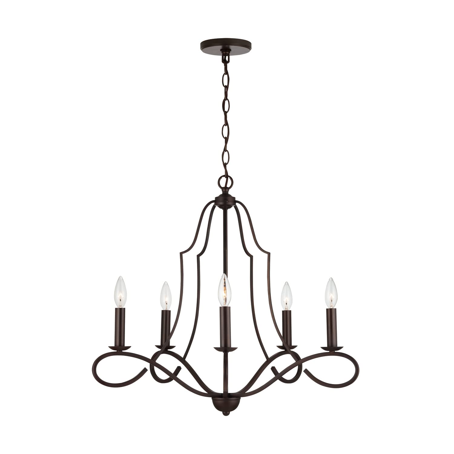 HomePlace Lighting 439551BZ Cameron European Inspired Chandelier, 5-Light 500 Total Watts, 24" H x 27" W, Bronze