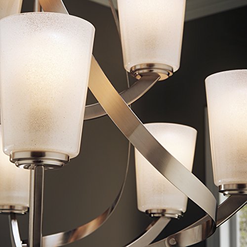 Kichler Layla 26.26-in 9-Light Brushed Nickel Etched Glass Shaded Chandelier