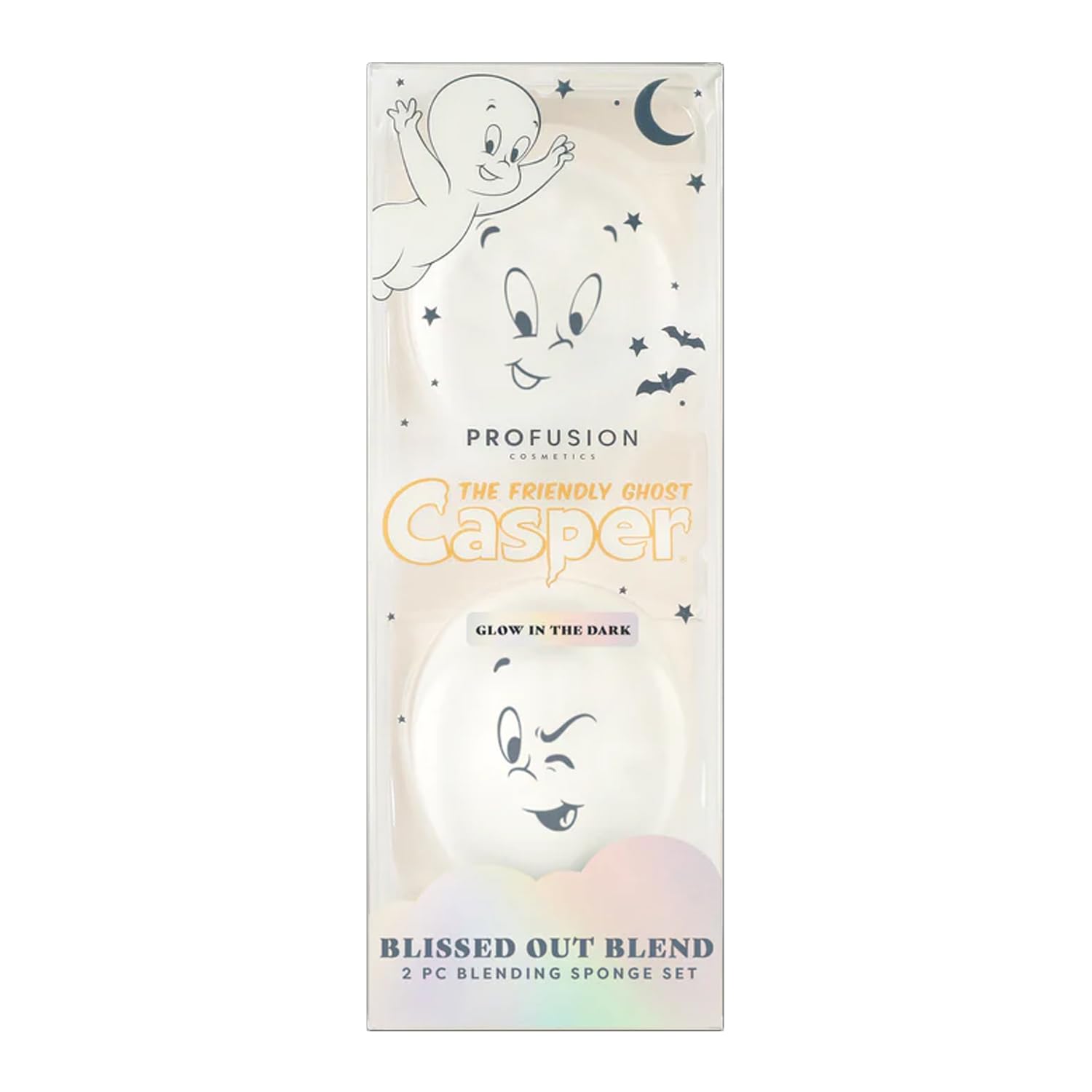 Profusion Cosmetics Casper The Friendly Ghost Blissed Out Blend Glow In The Dark 2 PC Blending Sponge Set, Natural Friendly Materials, Easy to Clean With Advanced Glow and Flawless Finish