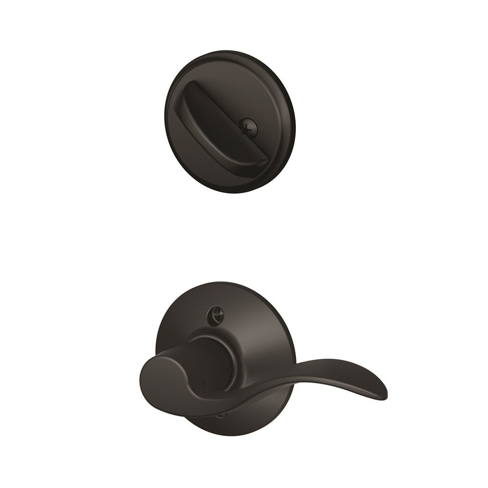 Schlage F59 ACC 622 LH Accent Interior Left-Handed Lever with Deadbolt, Matte Black (Interior Half Only)