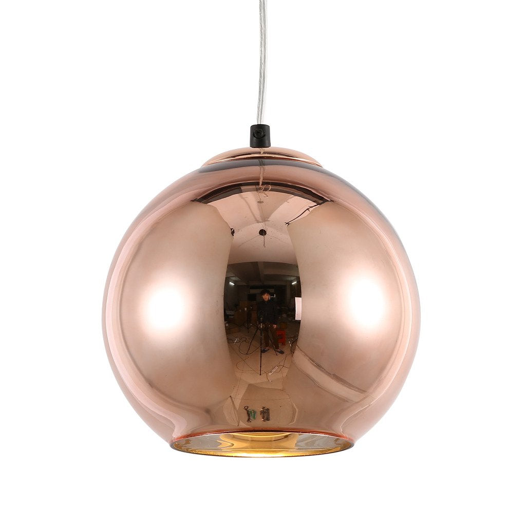 mirrea Modern Mini Globe Pendant Light, 1 Light in Copper Globe Shade