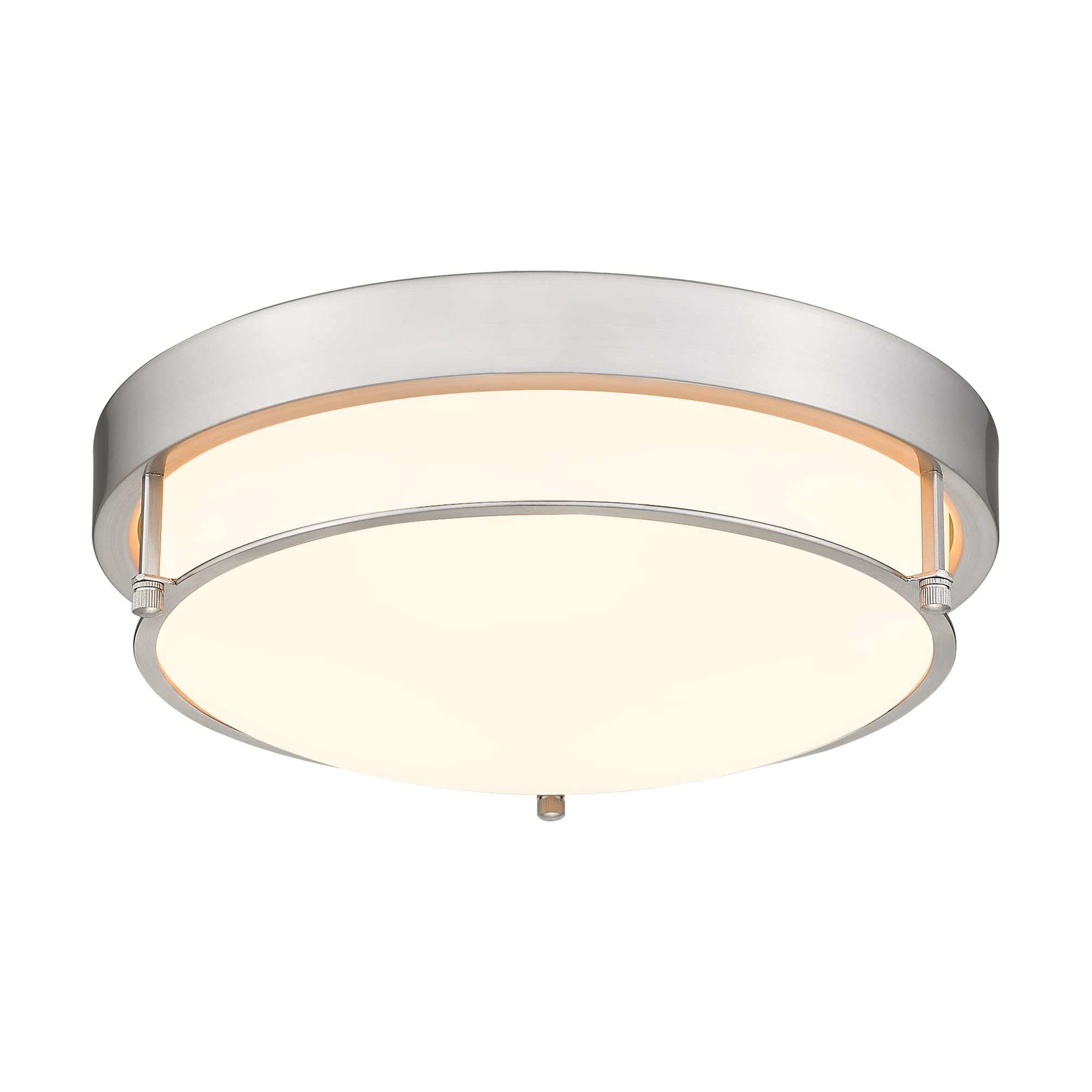 Cargifak Close to Ceiling Light Fixtures, Bushed Nickel Farmhouse Ceiling Light with 2 Light for Laundry Kitchen Bedroom Bathroom, 4822-BN