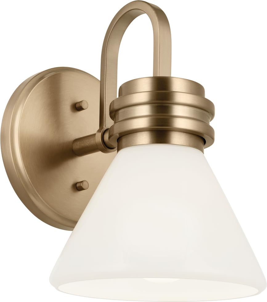 Kichler Farum 9.5 Inch 1 Light Wall Sconce with Opal Glass in Champagne Bronze