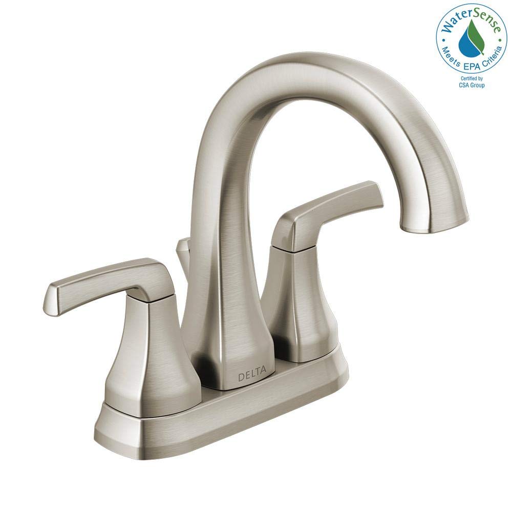 Delta 25770LF-SP Portwood 4 in. Centerset 2-Handle Bathroom Faucet in SpotShield Brushed Nickel