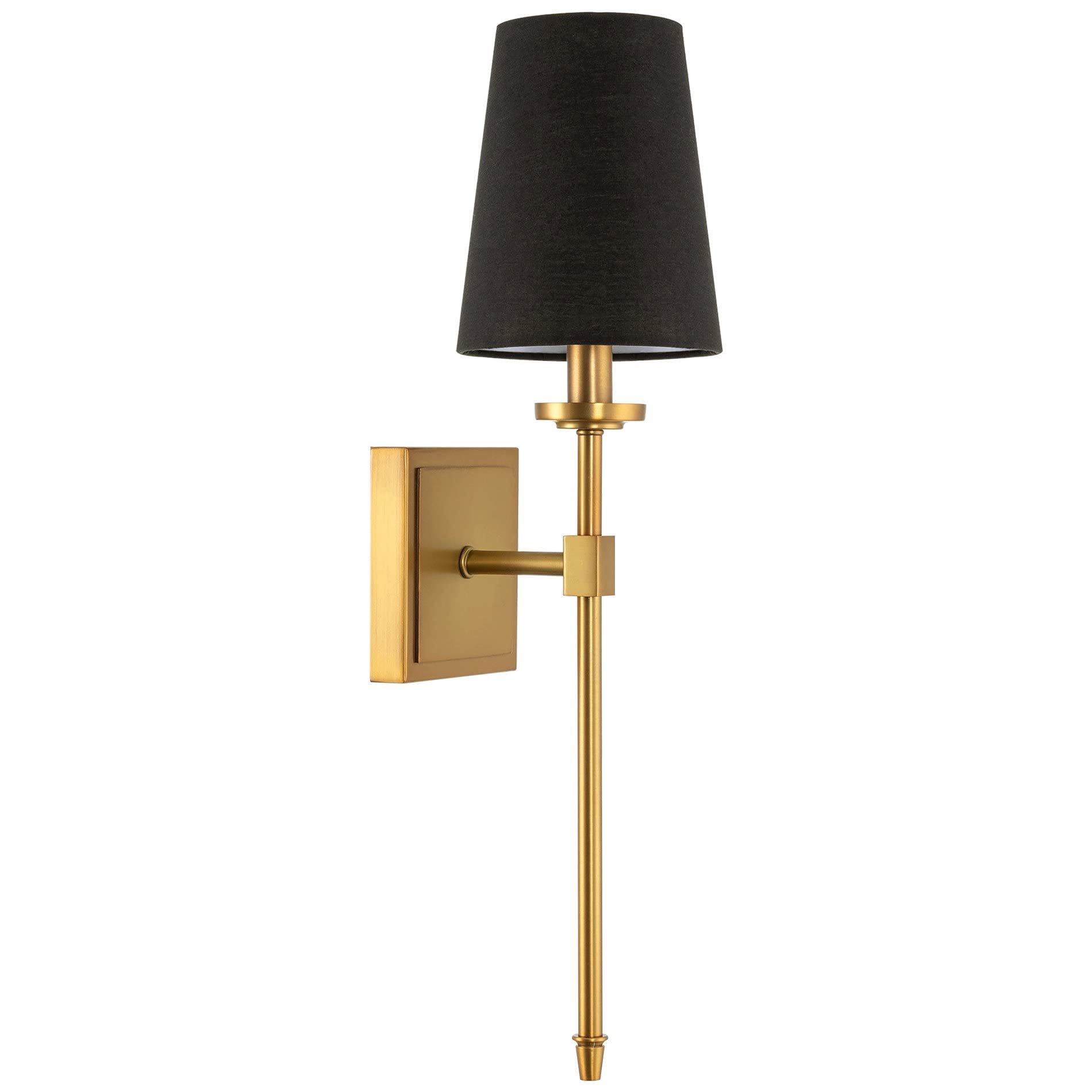 Kira Home Torche 20" Modern Wall Sconce/Wall Light + Black Linen Shade, Warm Brass Finish