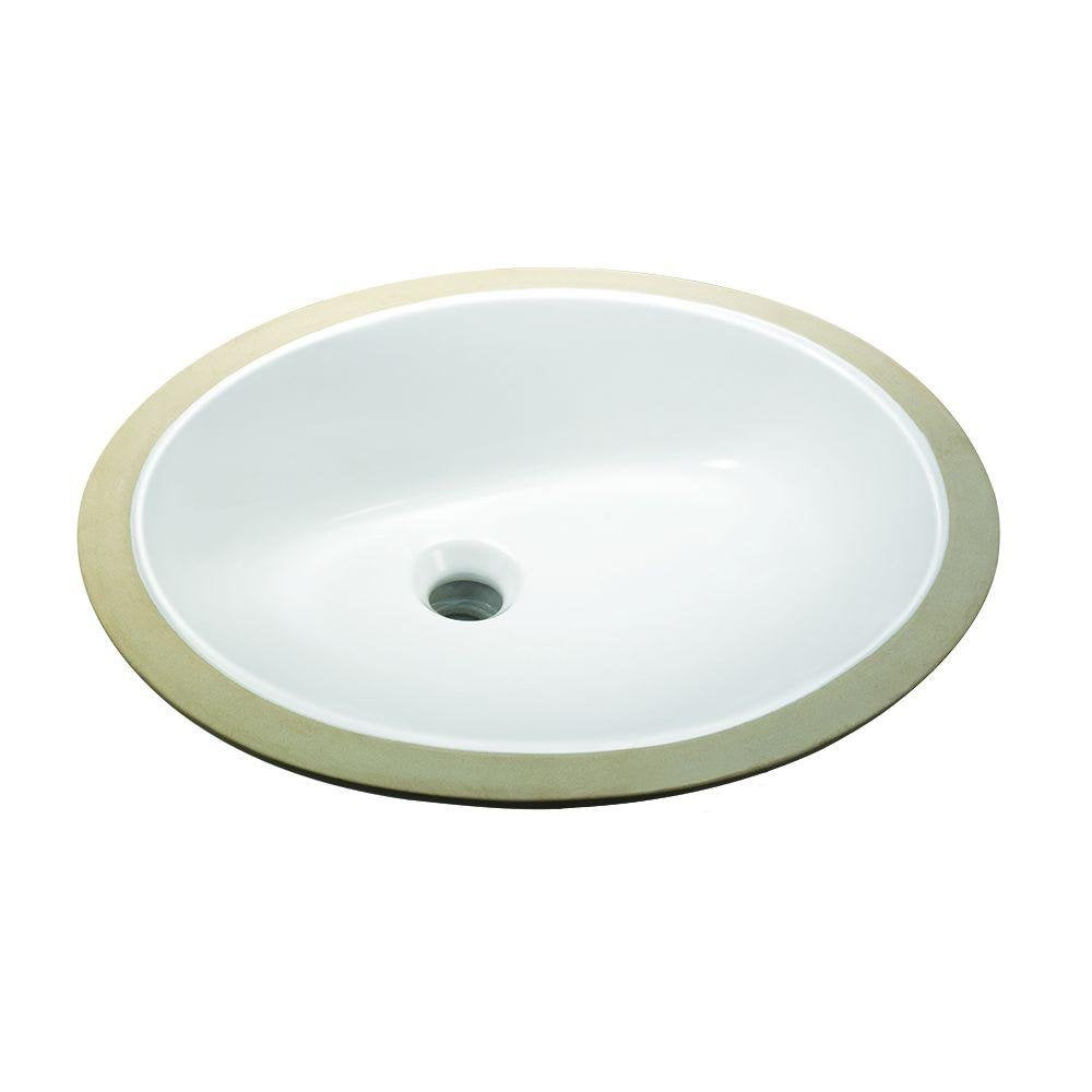 Glacier Bay Oval Undermounted Bathroom Sink in White