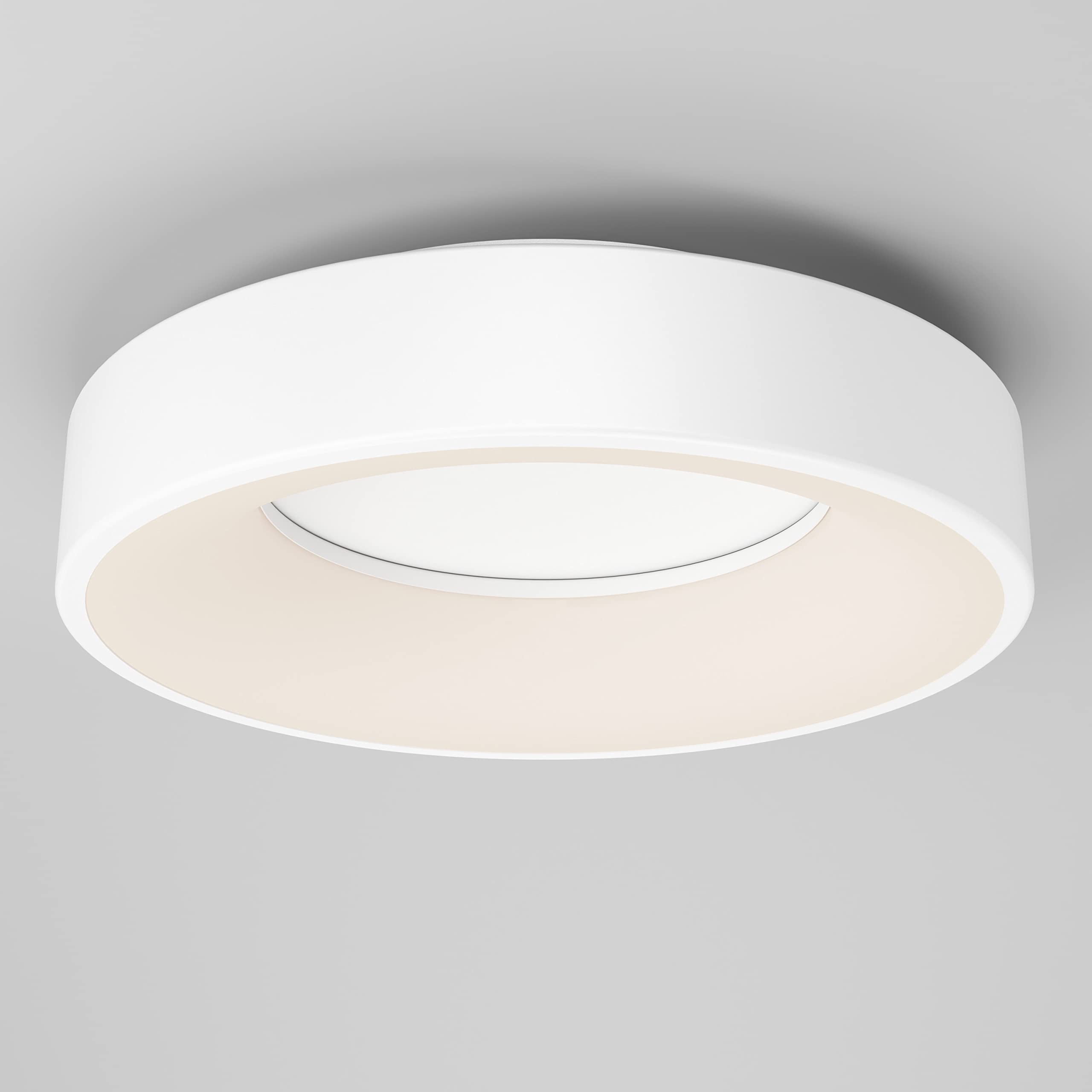 Artika Aiden 17W LED Drum Flush Mount Ceiling Light Fixture, White - 1200 Lumens, Tunable White Technology 2700-3000-3500-4000-5000 Kelvin, No Bulb Required