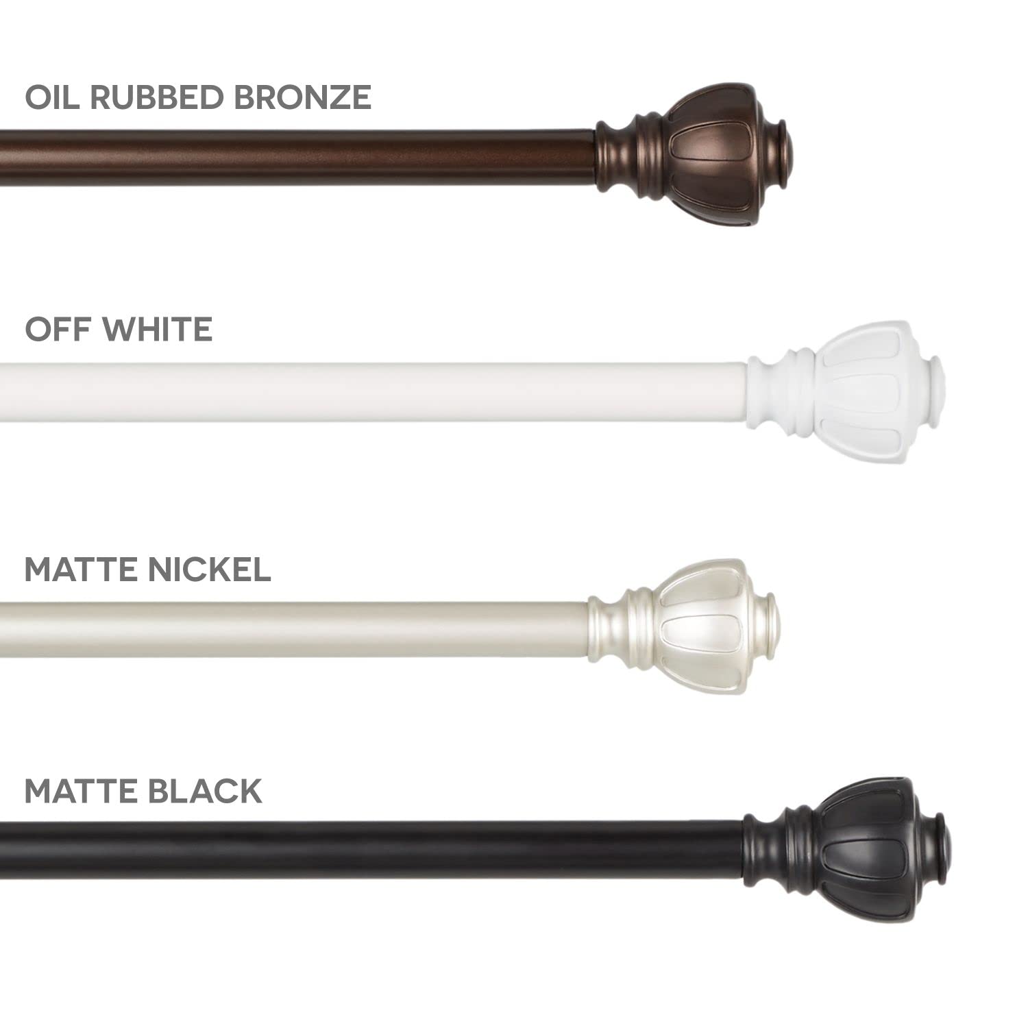 Exclusive Home Ronaldo 1" Window Curtain Rod and Finial Set, Adjustable 66"-120", Oil Rubbed Bronze