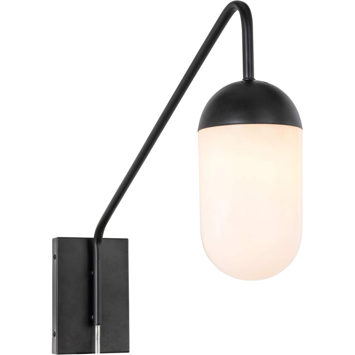 Living District Indoor Modern Home Decorative Bright Ceiling Kace 1 Light Black and Frosted White Glass Wall Sconce