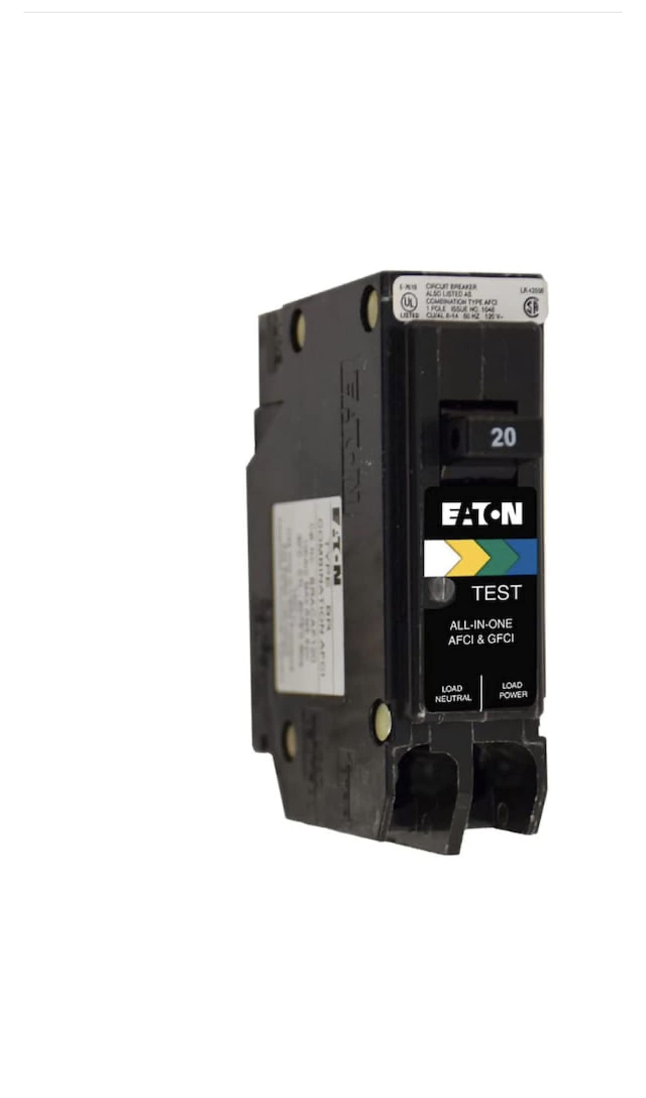 Cutler-Hammer Eaton All In One Breaker Plug On Neutral Arc FaultGround FaultOvercurrent Protection 20amp