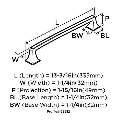 Amerock | Appliance Pull | Satin Nickel | 12 inch (305 mm) Center to Center | Mulholland | 1 Pack | Drawer Pull | Drawer Handle | Cabinet Hardware