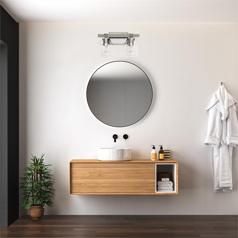 All The Rages Barnlit 2-Light Metal & Glass Vanity Fixture in Brushed Nickel