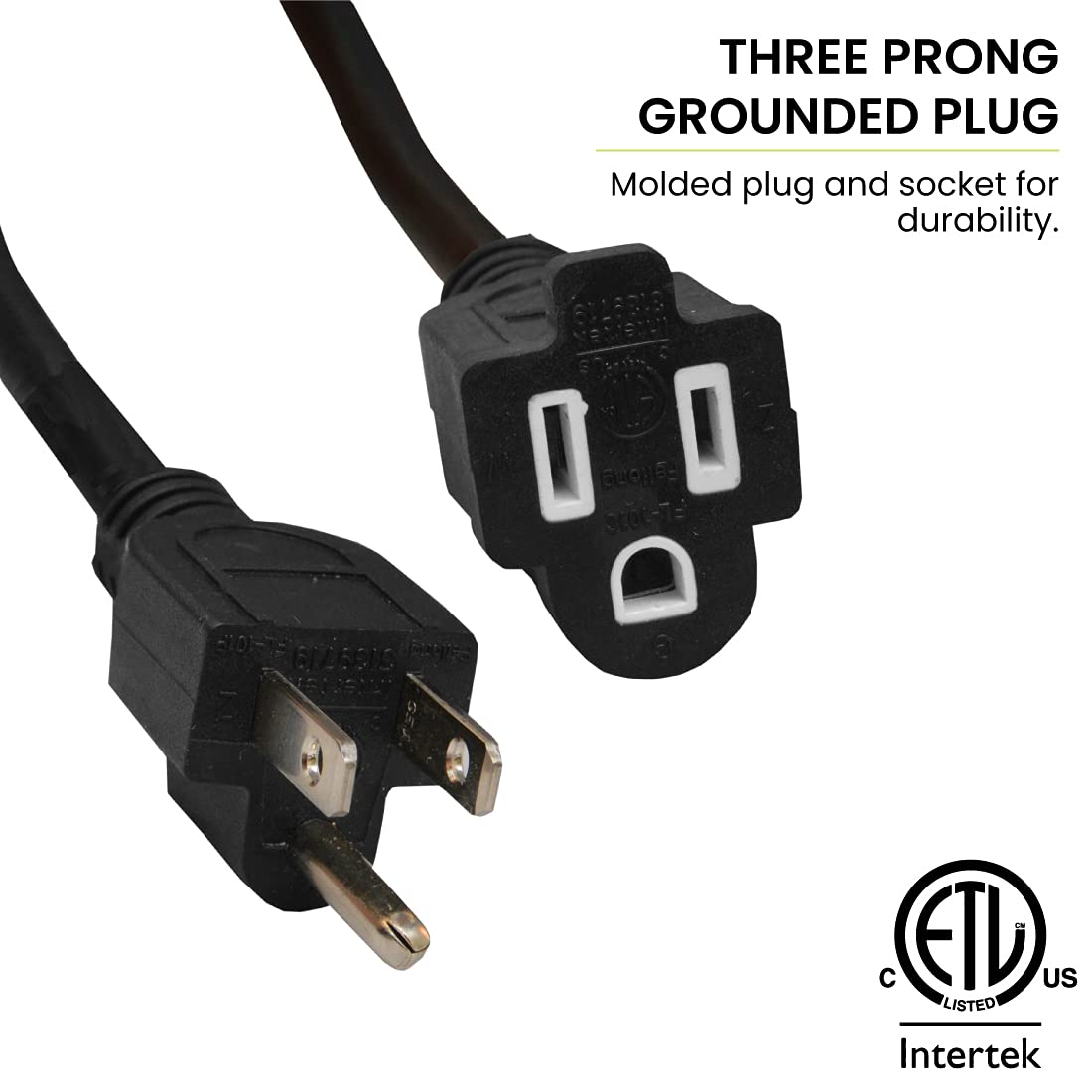 Go Green Power Inc. 16/3 50ft Black Outdoor Extension Cord - Durable, Heavy Duty, Moisture Resistant - Ideal for Tools & Equipment - GG-13750BK