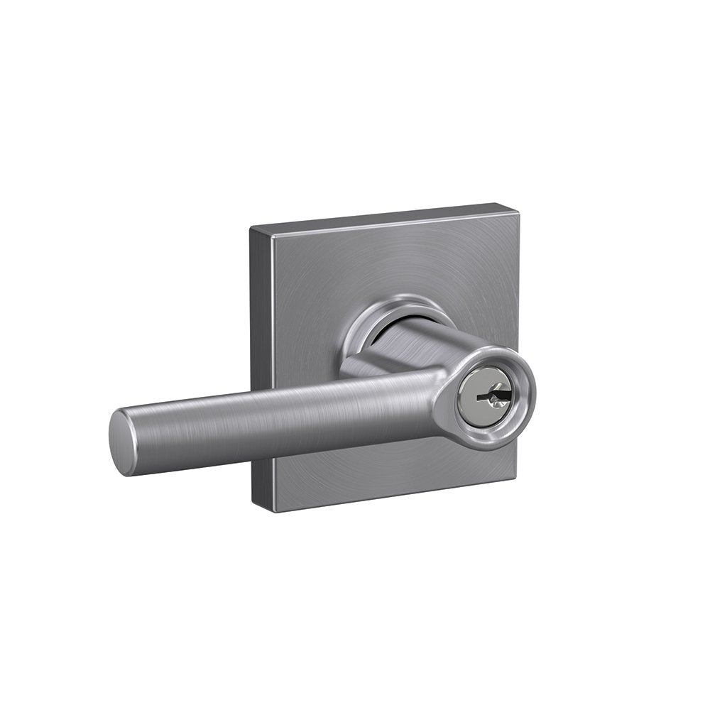 SCHLAGE F51A BRW 626 COL Broadway Lever with Collins Trim Keyed Entry Lock, Satin Chrome