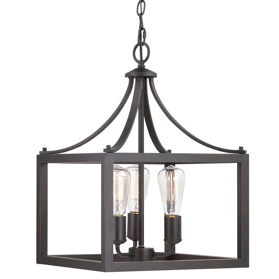 YBW Boswell Quarter Distressed Black Farmhouse Chandelier, 3-Light Pendant Chandelier/Fresh Three-Light Pendant/Vintage Bulbs to Enhance Features in Kitchen