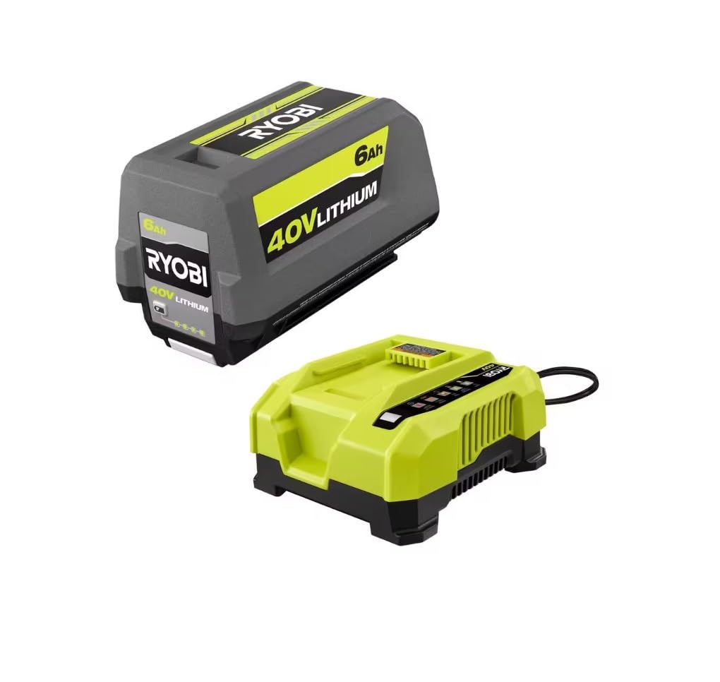 RYOBI 40V Lithium-Ion 6.0 Ah High Capacity Battery and Rapid Charger Kit (Bulk Packaged)