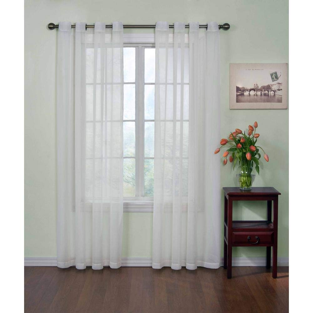 CurtainFresh Odor Neutralizing Sheer Voile Grommet Window Curtain for Bedroom or Living Room (1 Panel), 59 in x 95 in, White