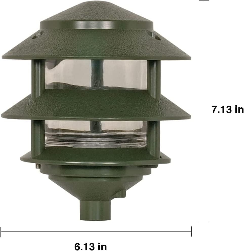 Nuvo SF77/323 One 2 Louver Hood Outdoor Pagoda Landscape Pathway Light, 2 Tier-Small, Green