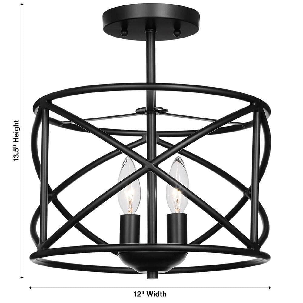 Hampton Bay Hastings 12 in. 2-Light Satin Bronze Ceiling Semi-Flush Mount Light