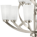 Kichler Layla 26.26-in 9-Light Brushed Nickel Etched Glass Shaded Chandelier