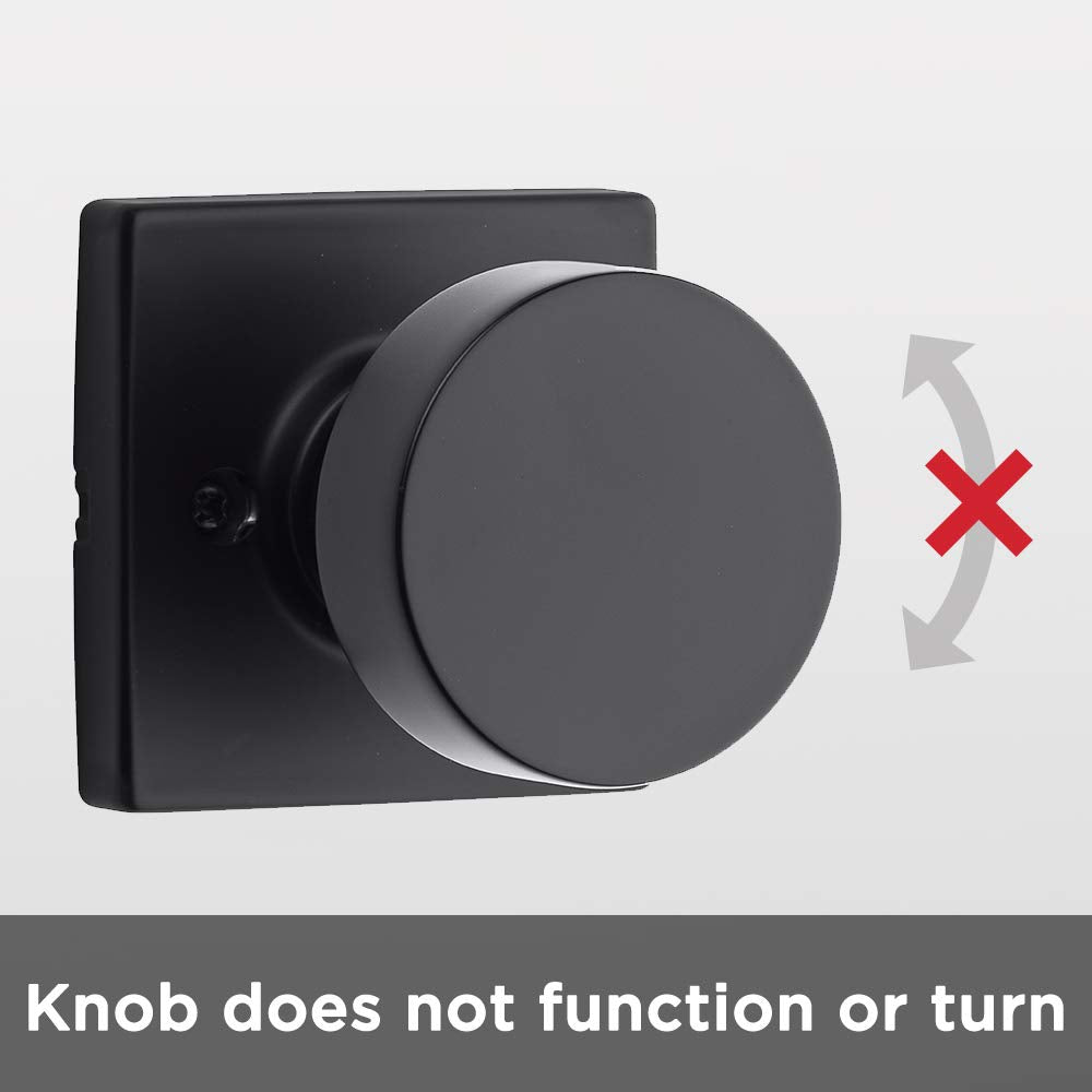 Kwikset 97880-942 Pismo Half-Dummy Square Modern Door Knob, Matte Black