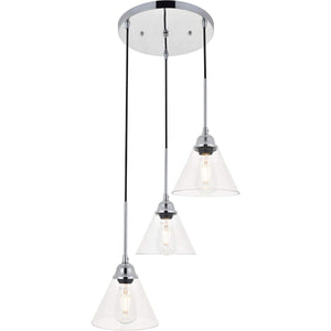 Living District Indoor Modern Home Decorative Bright Ceiling Histoire 3 Light Chrome Pendant