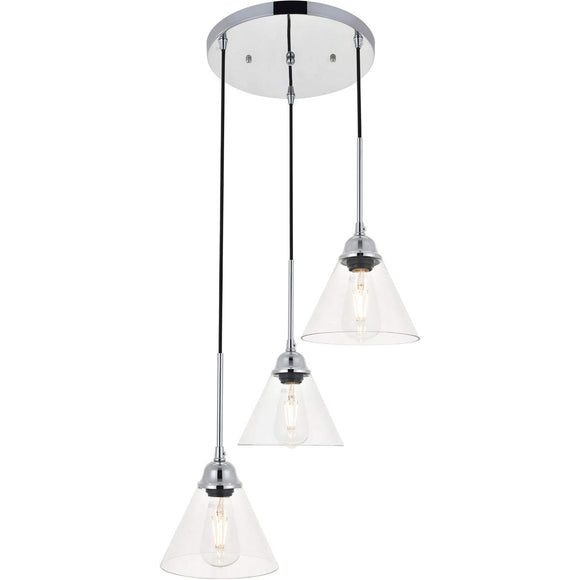 Living District Indoor Modern Home Decorative Bright Ceiling Histoire 3 Light Chrome Pendant