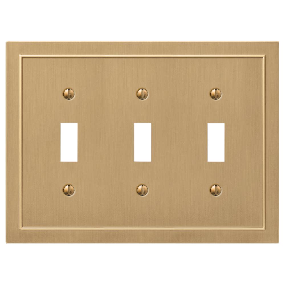 Amerelle 57TTTBZ Bethany Wallplate, 3 Toggle, Cast Metal, Brushed Bronze, 1-Pack