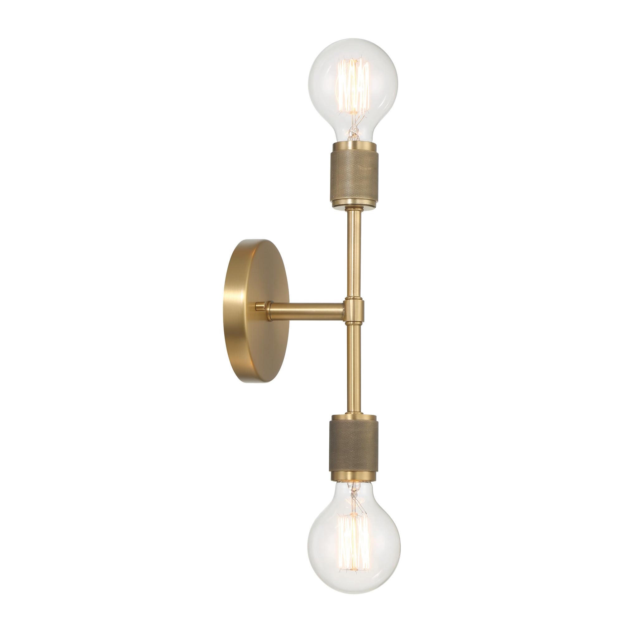 Robert Stevenson Lighting Maxim - Modern Minimalist Metal Exposed 2-Bulb Wall Sconce, Gold