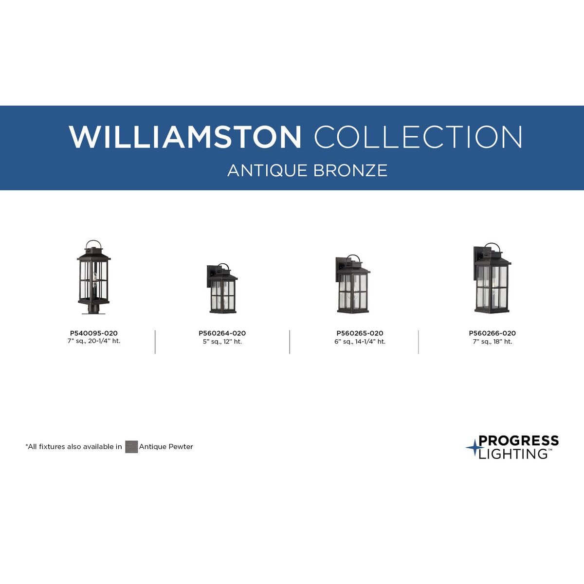 Progress Lighting Williamston Collection 1-Light Clear Glass Antique Bronze Farmhouse Outdoor Small Wall Lantern Light, 12.00x5.00x6.00