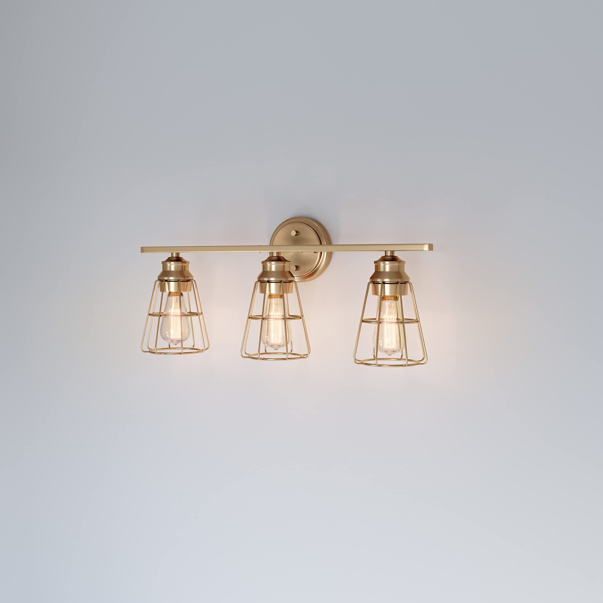 Millennium 3383-MG Transitional Three Light Vanity, Champ, Gld Leaf Finish, Modern Gold