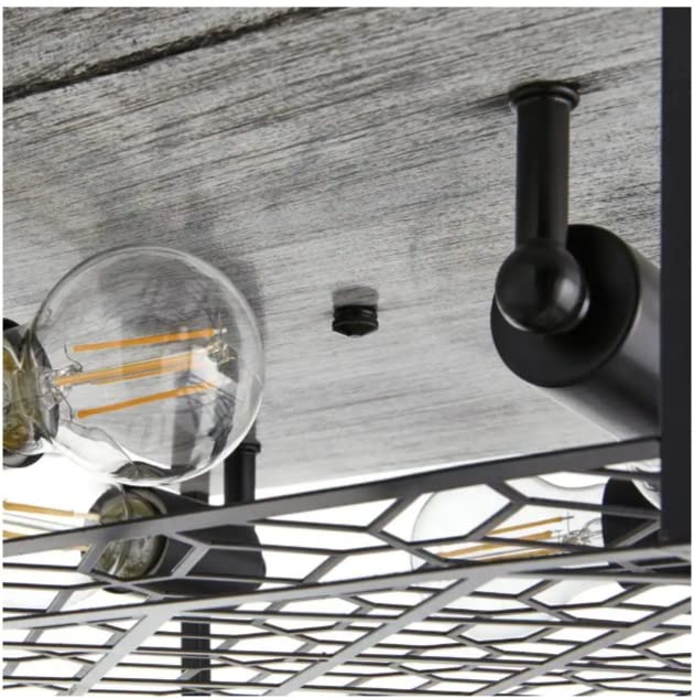 Hampton Bay Heather Glen 12.4 in. 4-Light Black Square Flush Mount, Industrial Ceiling Light