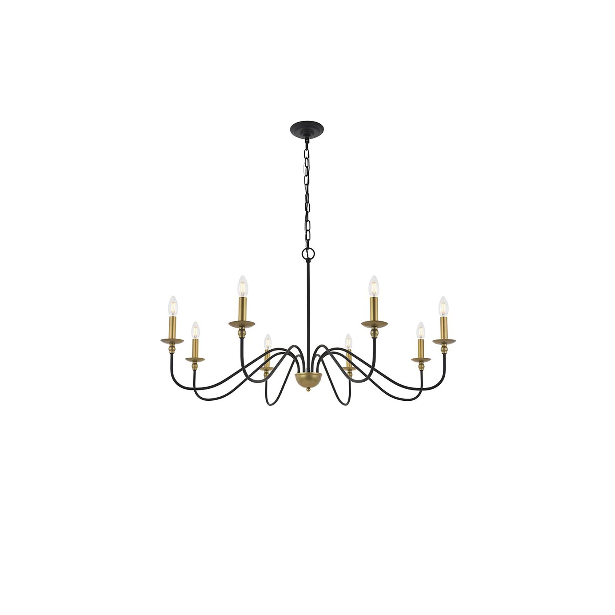 Living District Indoor Modern Home Decorative Bright Ceiling Rohan 8 Light Matte Black and Brass Pendant