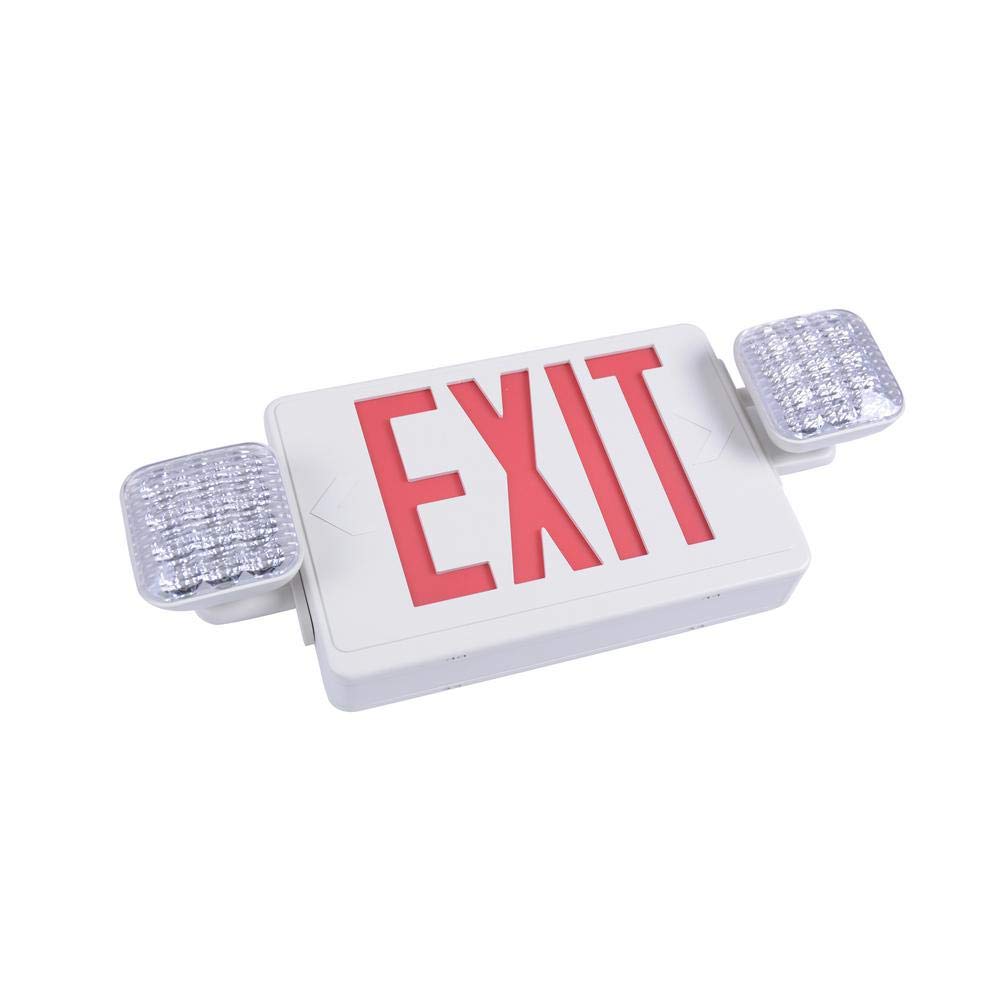 Commercial Electric Combo 14-Watt with NICAD 9.6-Volt Battery White Integrated LED Exit Sign and Emergency Light