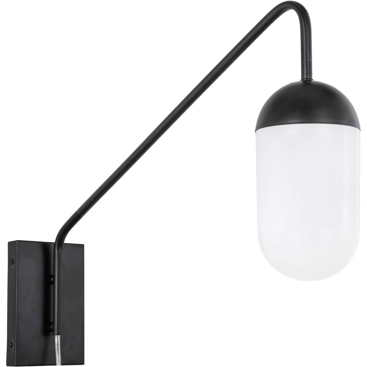 Living District Indoor Modern Home Decorative Bright Ceiling Kace 1 Light Black and Frosted White Glass Wall Sconce