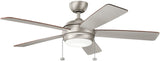 Kichler Starkk 52" Ceiling Fan with LED Lights in Brushed Nickel, 5-Blade Traditional Fan with reversible Silver/Walnut blades, 3000K, (52" W x 13.75" H), 330174NI