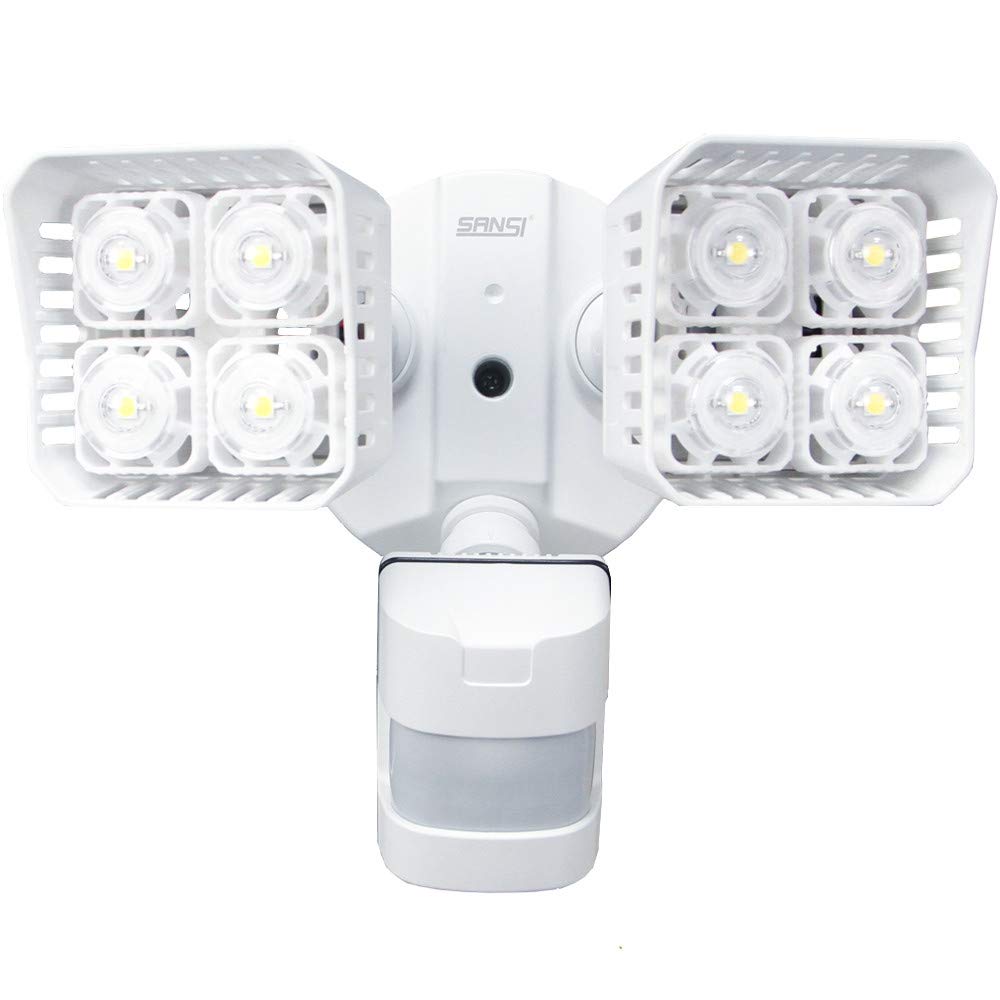 SANSI LED Security Motion Sensor Outdoor Lights, 30W (250W Incandescent Equivalent) 3400lm, 5000K Daylight, Waterproof Flood Light, ETL Listed, White