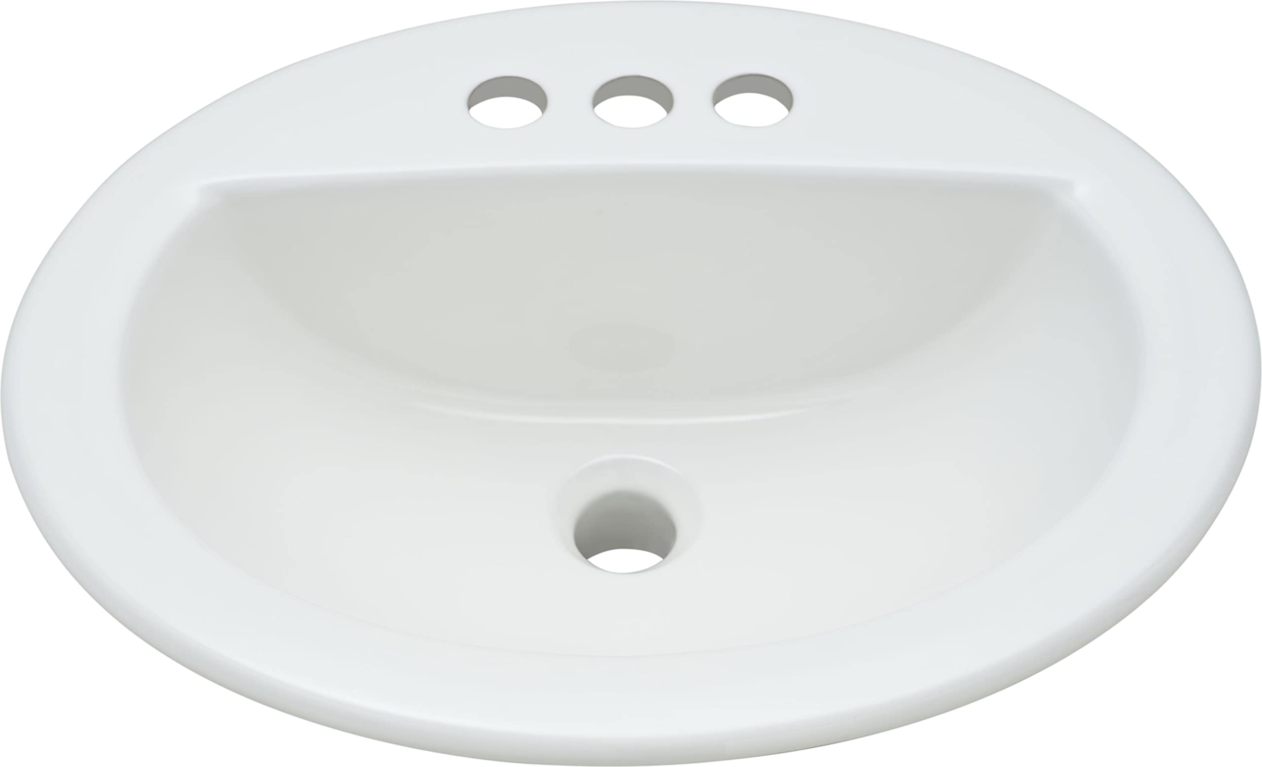 PROFLO PF19164WH PROFLO PF19164 Rockaway 19" Oval Vitreous China Drop In Bathroom Sink with Overflow and 3 Faucet Holes at 4" Centers