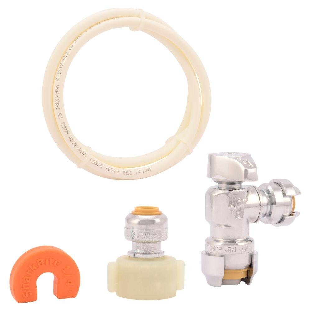 SharkBite Toilet Connection Kit with Angle Stop, Push to Connect Brass Plumbing Fittings, PEX Pipe, Copper, CPVC, PE-RT, 25088