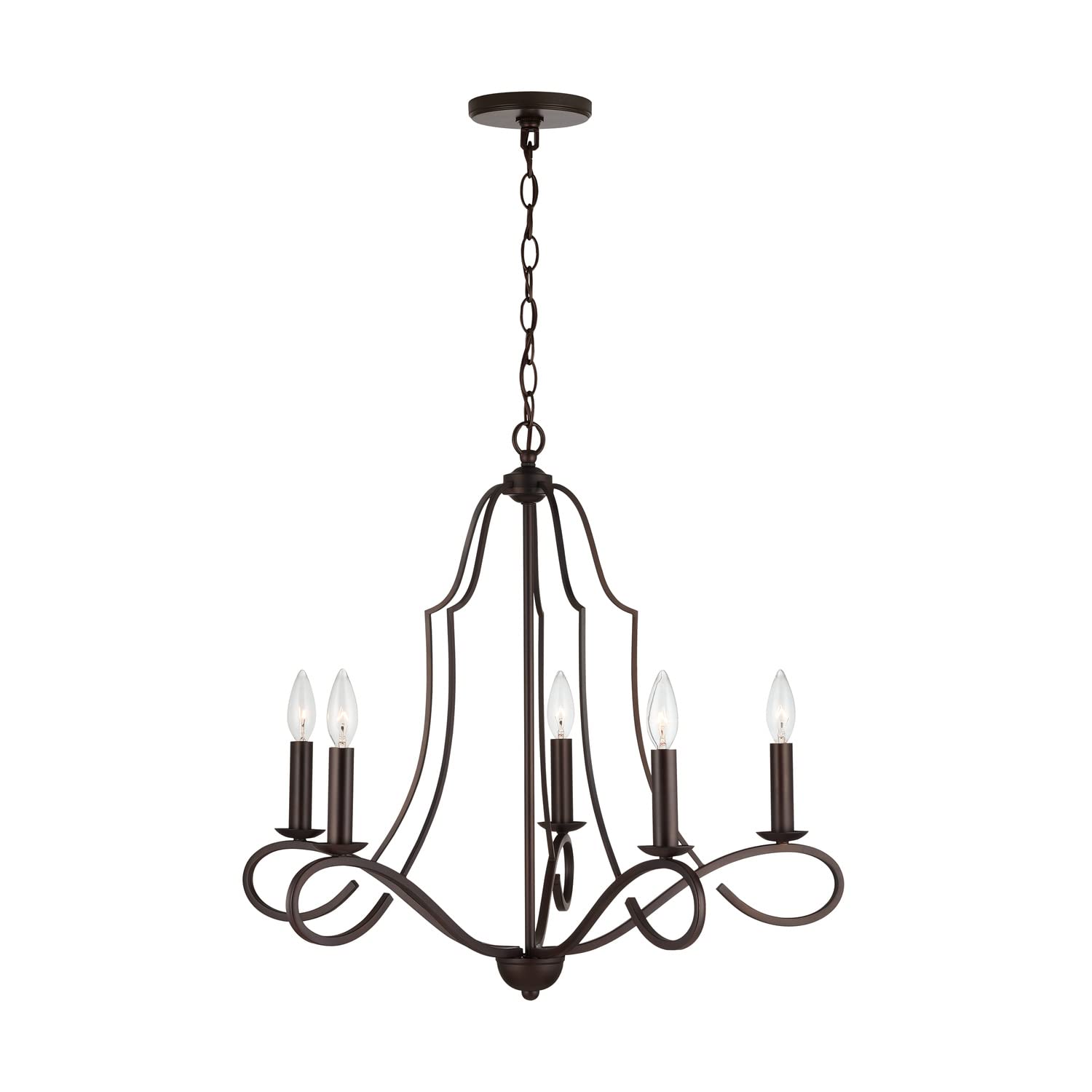 HomePlace Lighting 439551BZ Cameron European Inspired Chandelier, 5-Light 500 Total Watts, 24" H x 27" W, Bronze