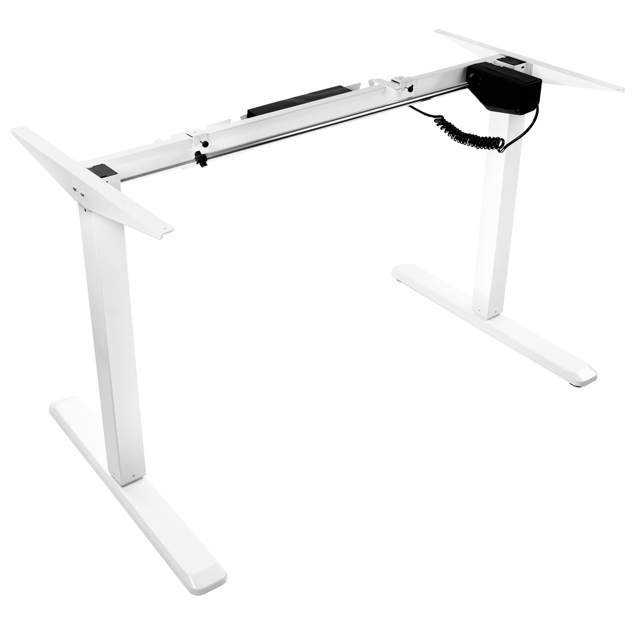 Mount-It! Electric Standing Desk Frame | Height Adjustable Motorized Sit Stand Desk Base with Controller | Single Motor Stand Up Ergonomic Workstation | Steel Legs | White