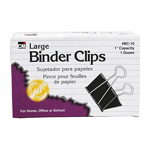 Binder Clips 12ct 1in Large Supplies Capacity 2in Wide Supplies Chlbc10 Charles Leonard